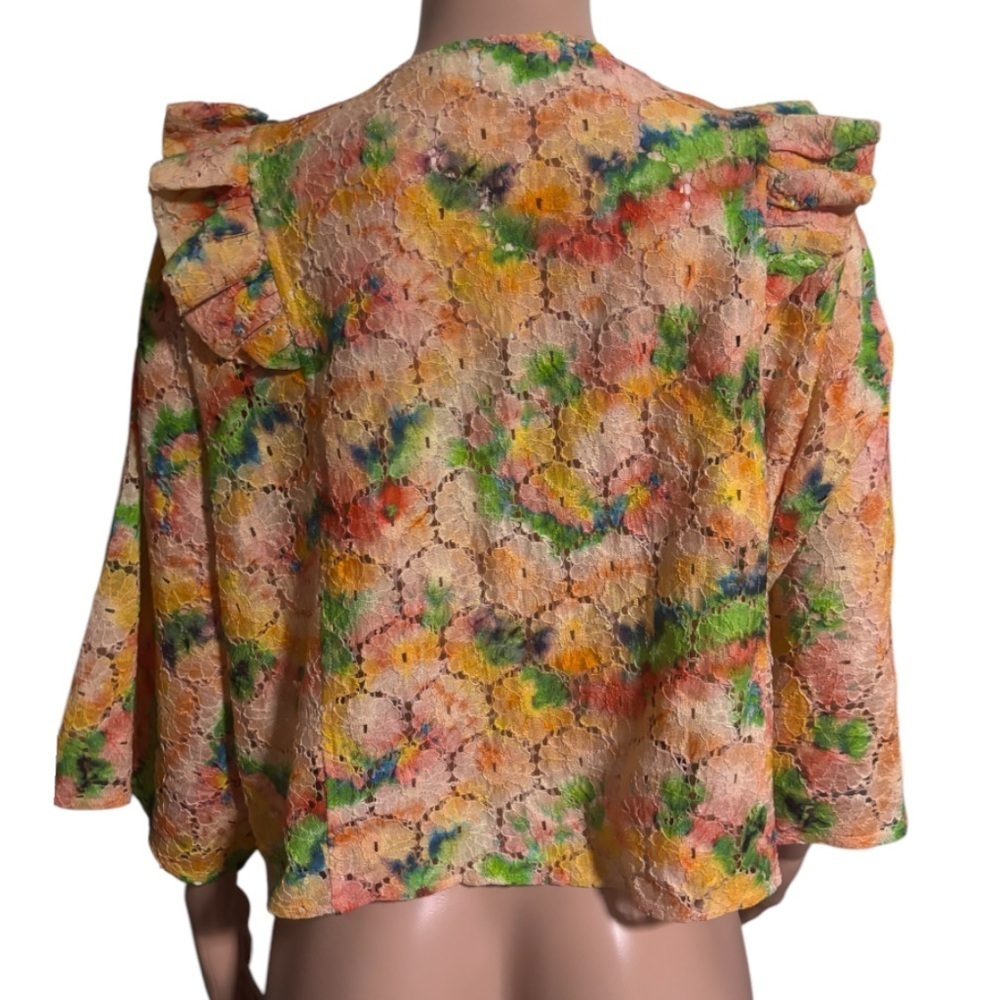 NWT ANTHROPOLOGIE Women’s Cropped Floral Lace Open Shrug - Picture 4 of 13
